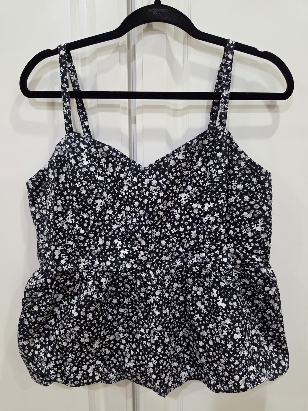 Old Navy Black & White Floral Peplum Camisole